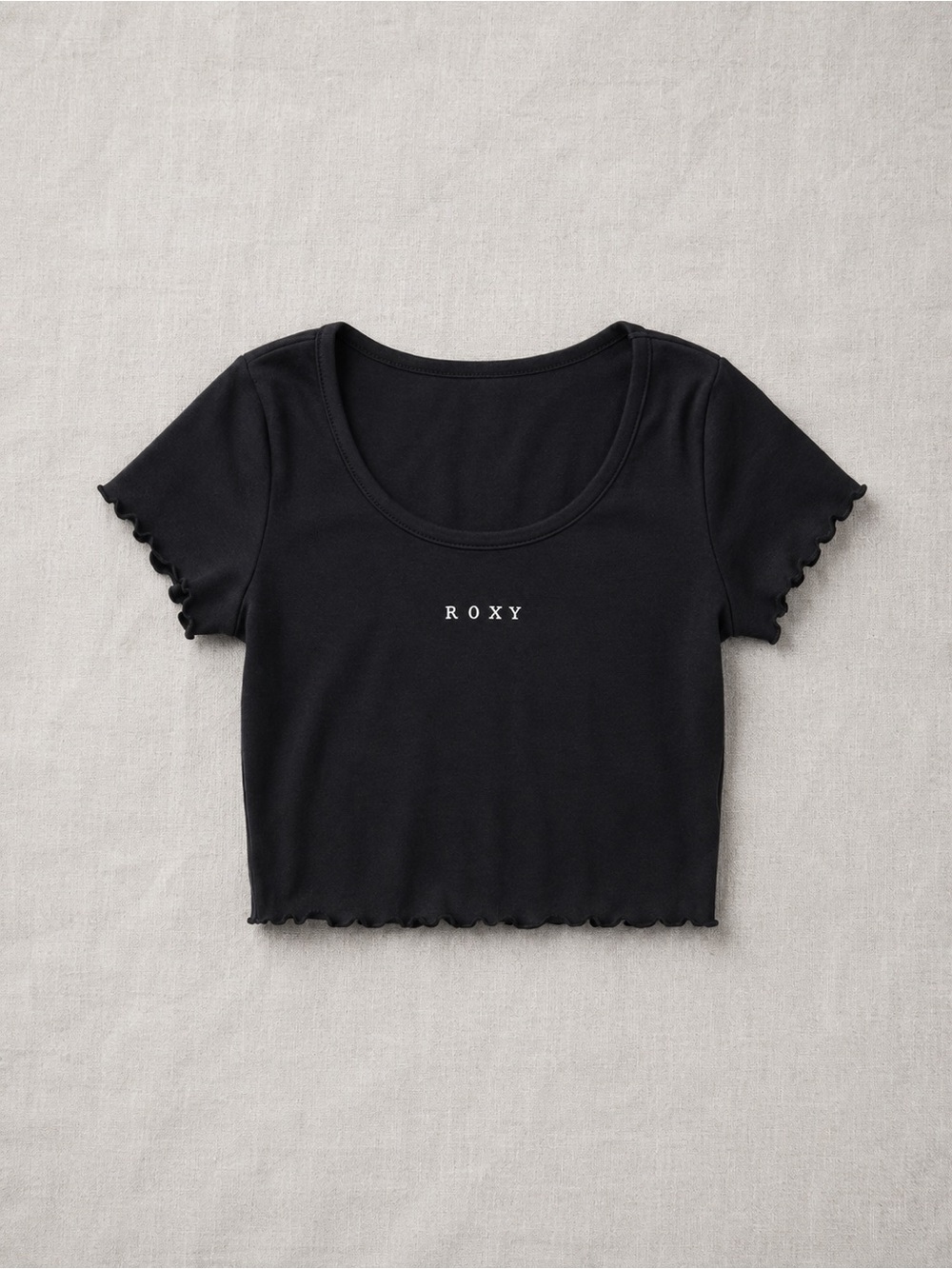 Roxy Black Ruffled Edge Crop Top